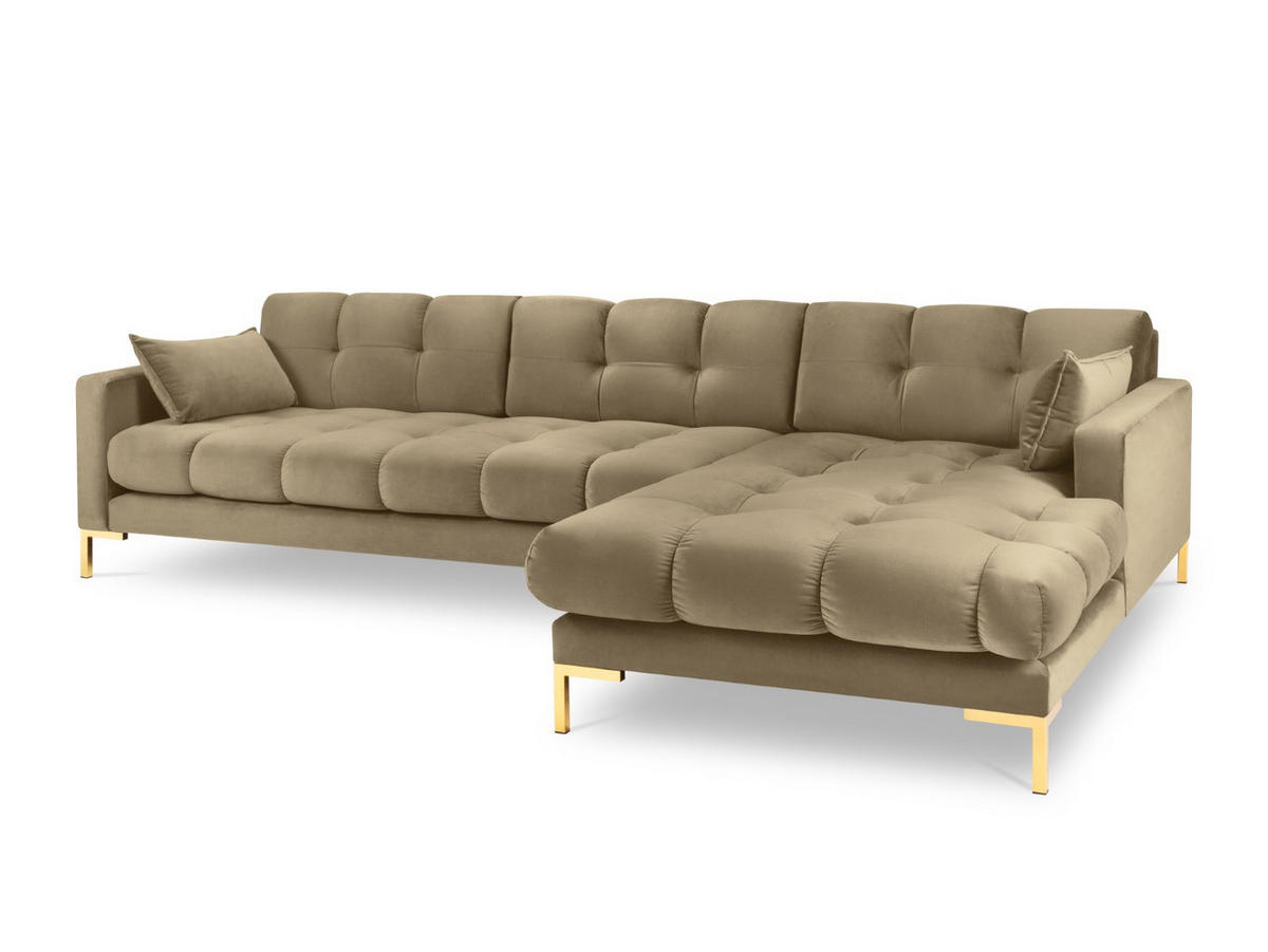 ECKSOFA rechts Mamaia aus Samt beige 5 Sitzplätze - Beige, Textil (185/293cm) - Micadoni
