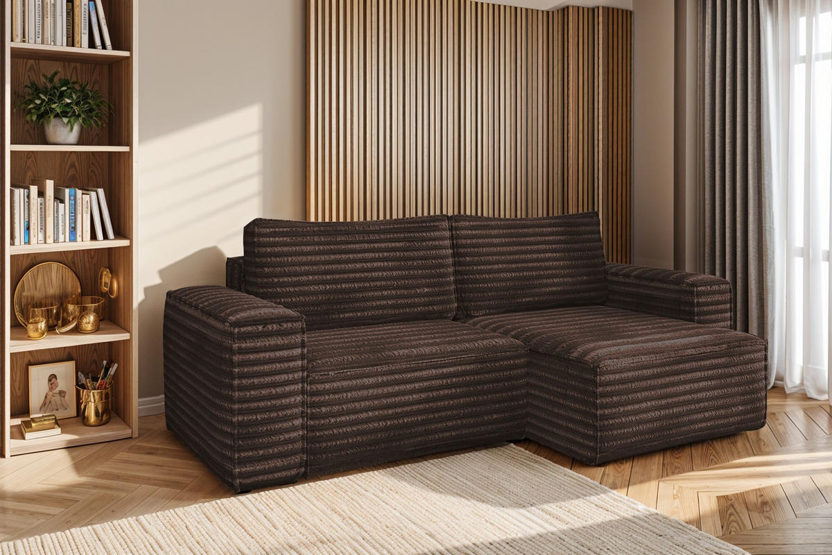 ECKSCHLAFSOFA Bohoo-Ecksofa mit Schlaffunktion stoff Velo Braun Rechts - Braun, Holz/Textil (248/140cm) - Kaiser Möbel
