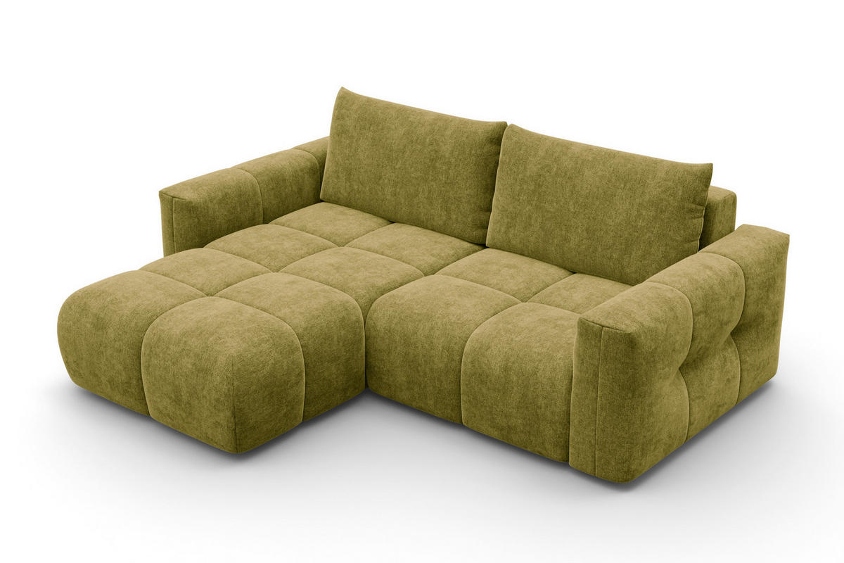 ECKSOFA VERONA 3-Sitzer links, Khaki - Schwarz/Grün, Holz/Textil (224/173cm) - Courtois Laville