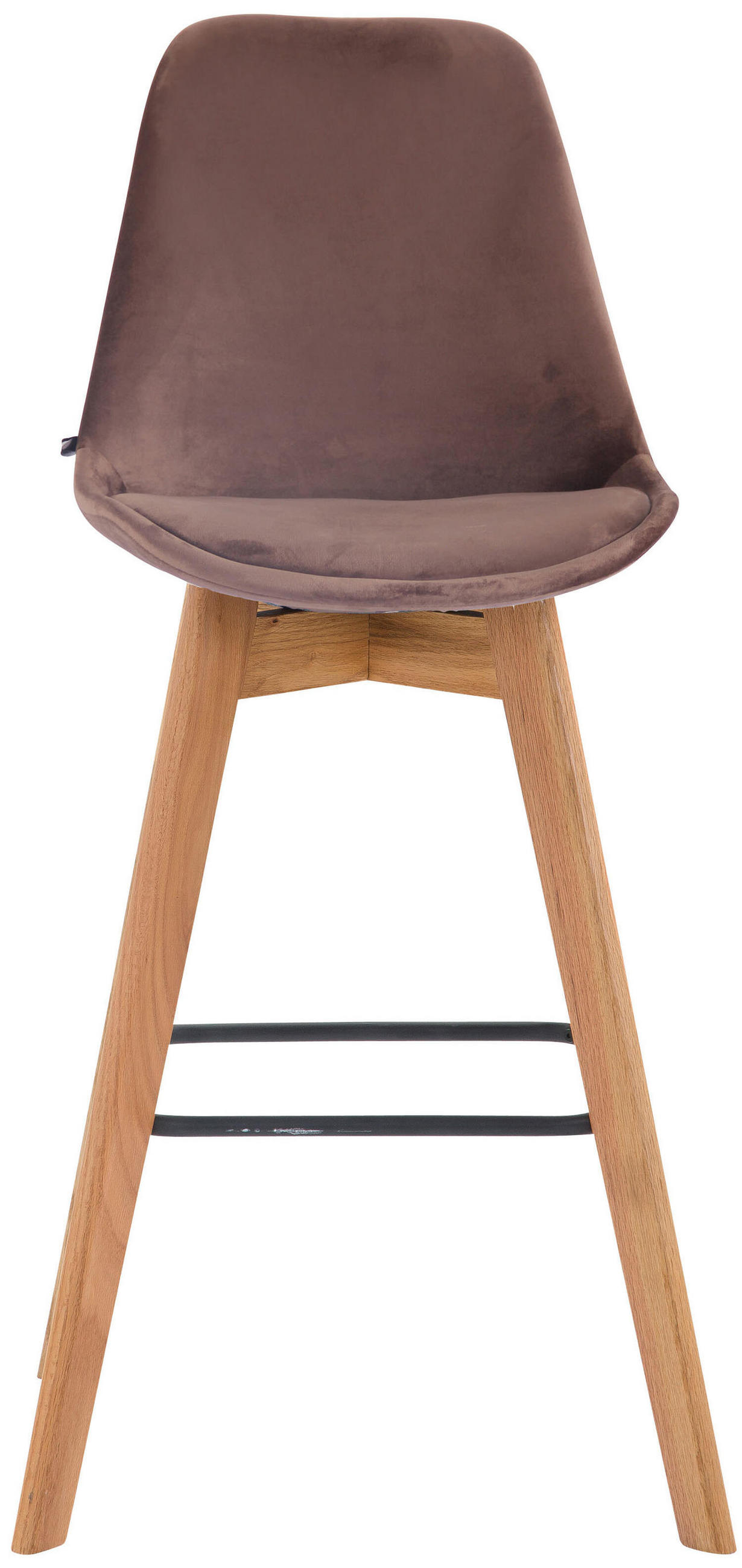 BARHOCKER Medoc, 2er Set, Gestell Natura, Samt Braun - Braun/Naturfarben, Holz/Textil (48/100/56cm) - TPFLiving