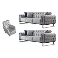 SITZGARNITUR Nova Hellgrau Stellvariante:3+3+1 - Hellgrau, Holz (230/78/95cm) - Villa Möbel