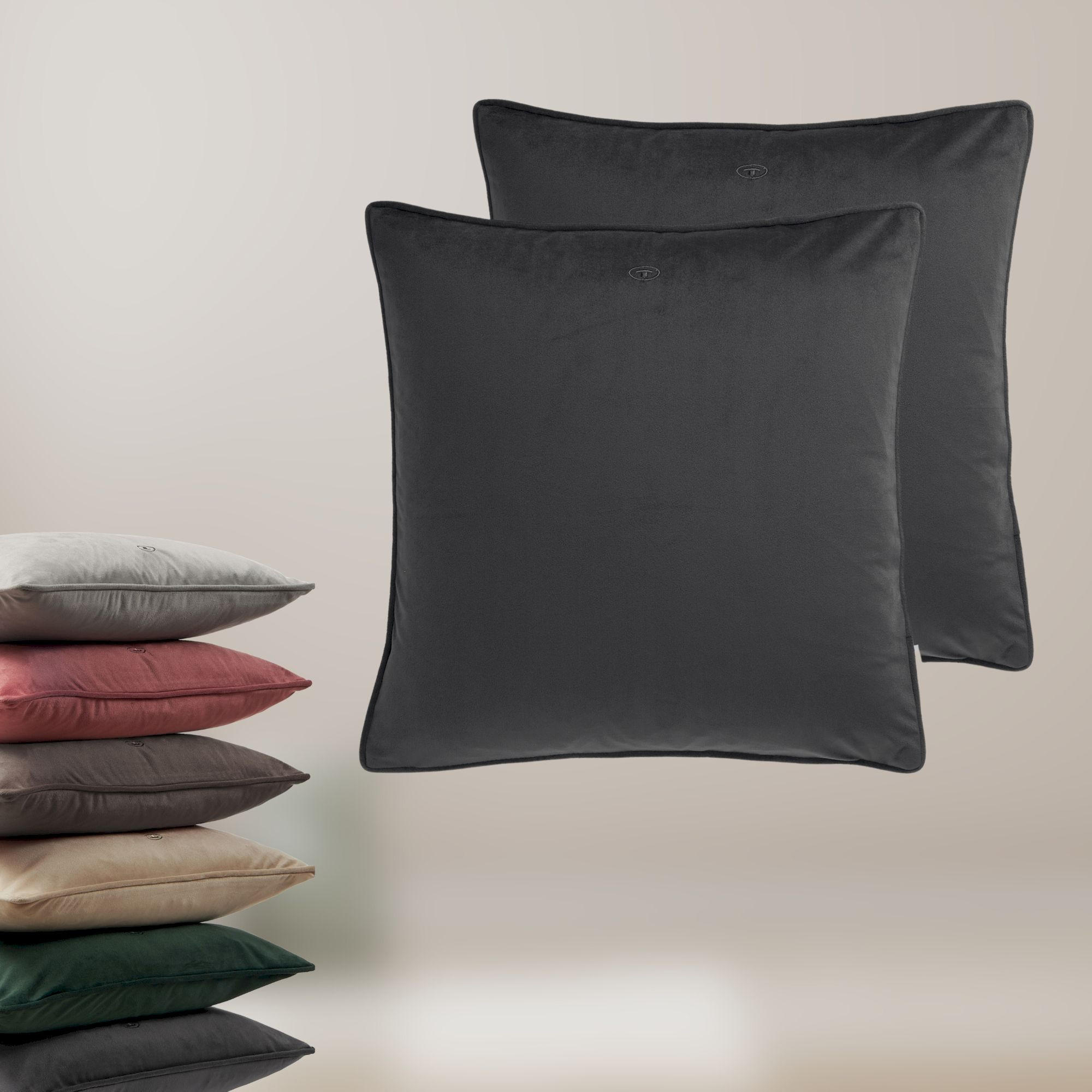 ZIERKISSENHÜLLE VELVET SIGNATURE - Anthrazit, Textil (45/45cm) - Tom Tailor