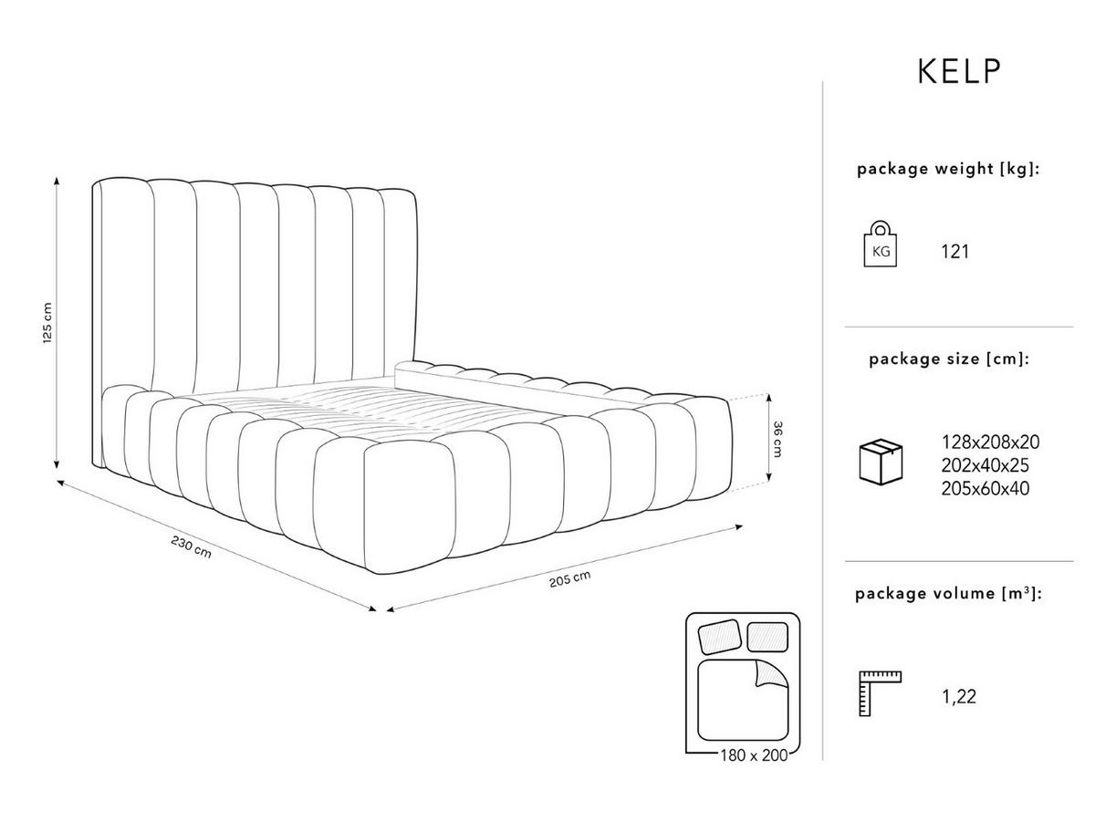 BETT mit Bettkasten und Kopfteil Kelp aus Samt leichtes beige 180x200cm - Beige, Textil (180/200cm) - Micadoni