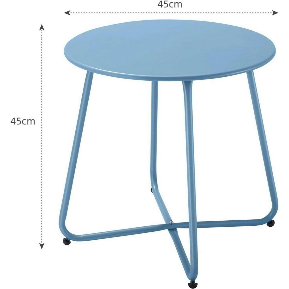BEISTELLTISCH Metall Blau 45 cm - Hellblau, Metall (45/45/45cm)