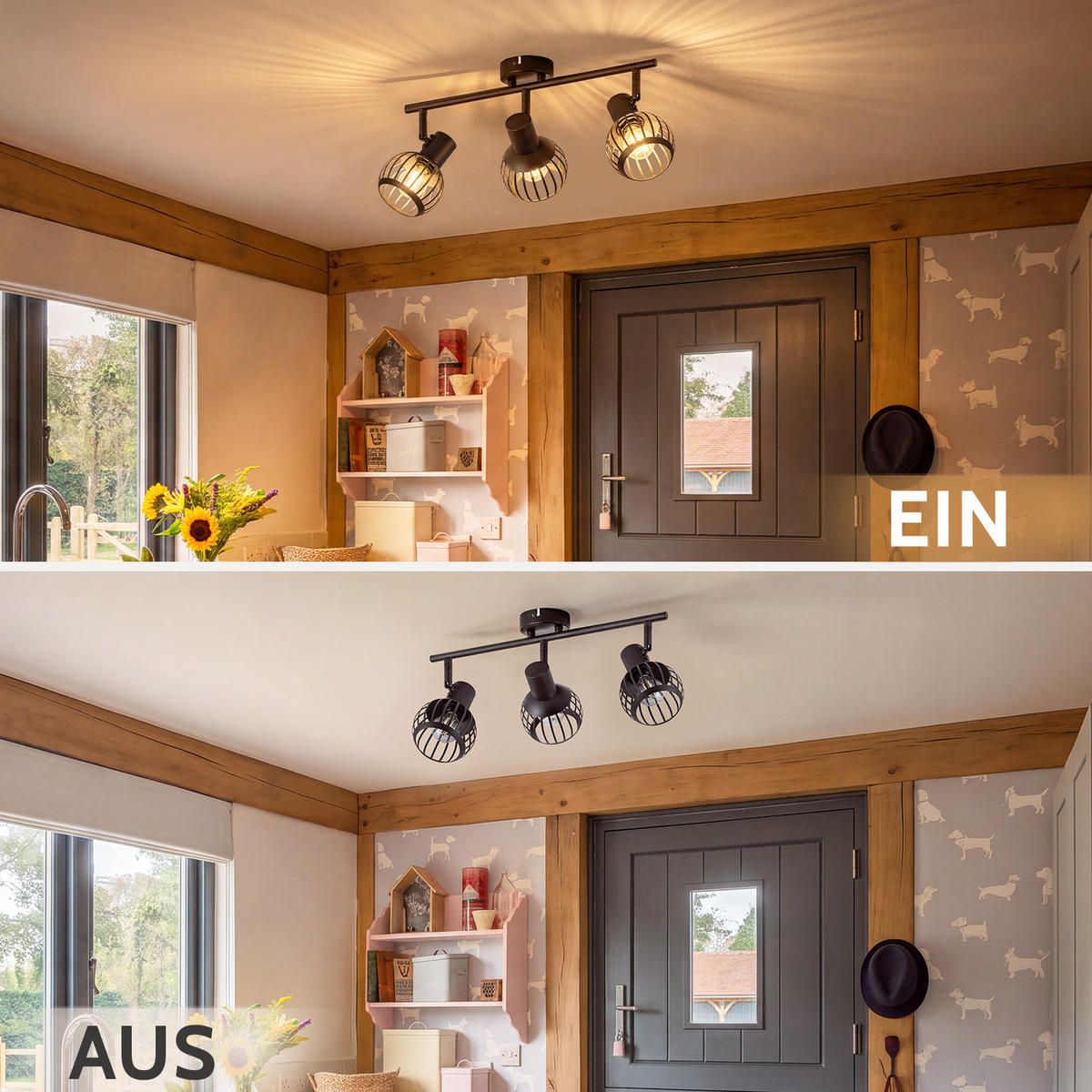 DECKENSTRAHLER Jynthel 42.7/14.2/ 17 cm - Schwarz, Metall (42.7/14.2/17cm) - ZMH