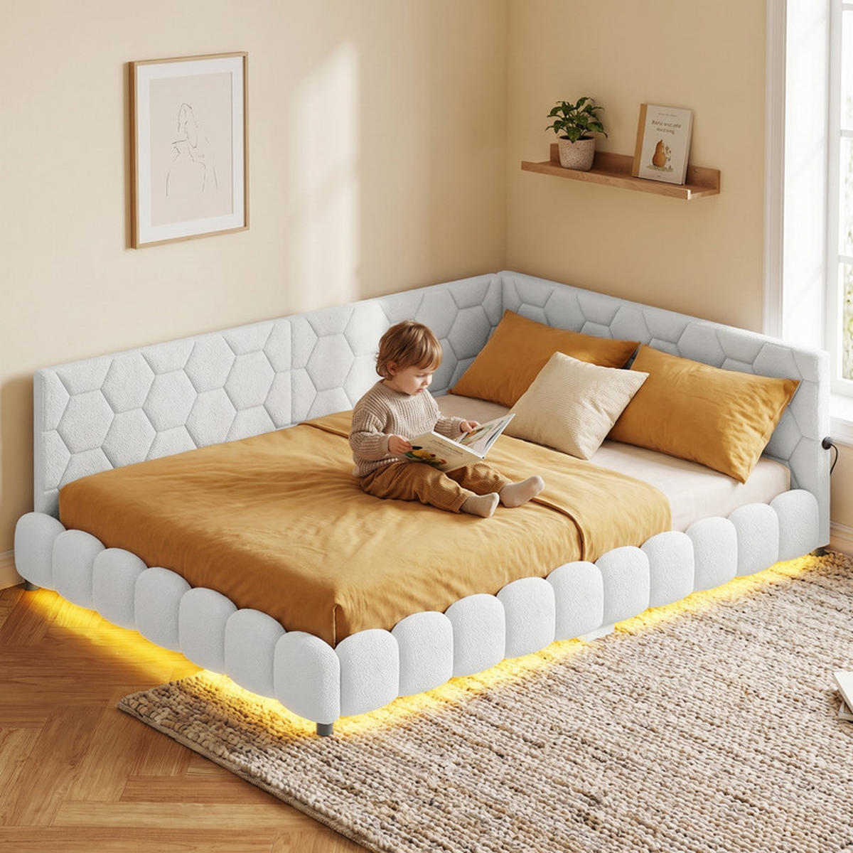 SCHLAFSOFA 140/200 cm BIJELA s LED i USB - bijela, drvo - SHOPENTRA