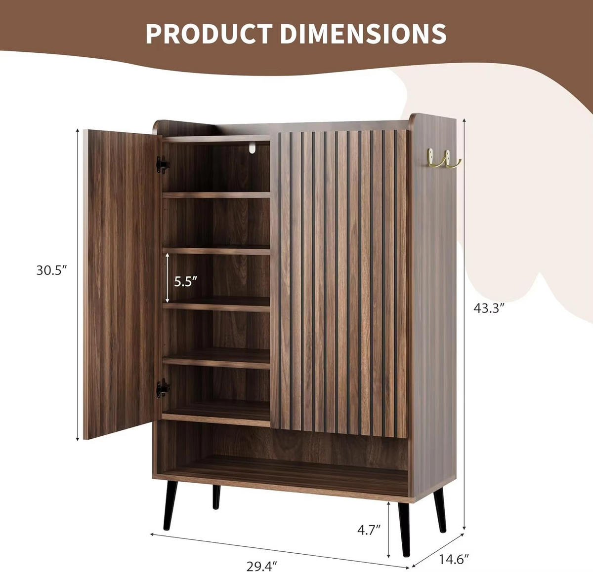 SCHUHSCHRANK Organizer 6 Ebenen Stauraum - Braun, Holz (75/110/37cm) - Kaket