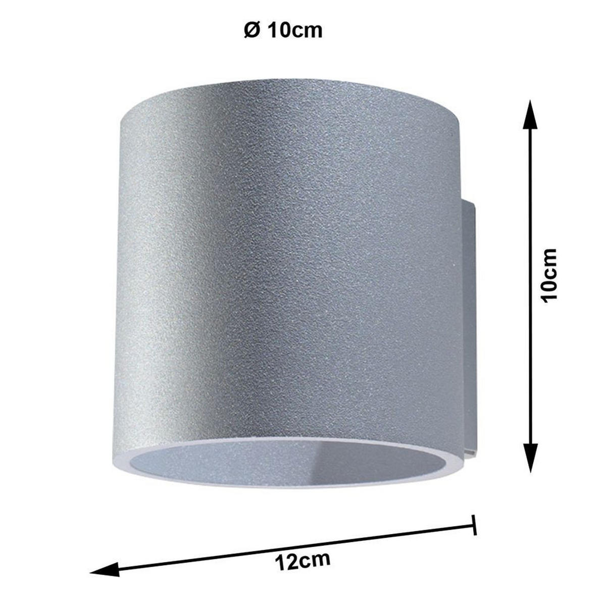WANDLEUCHTE Aluminium Grau rund - Grau, Metall (12/12/10cm)
