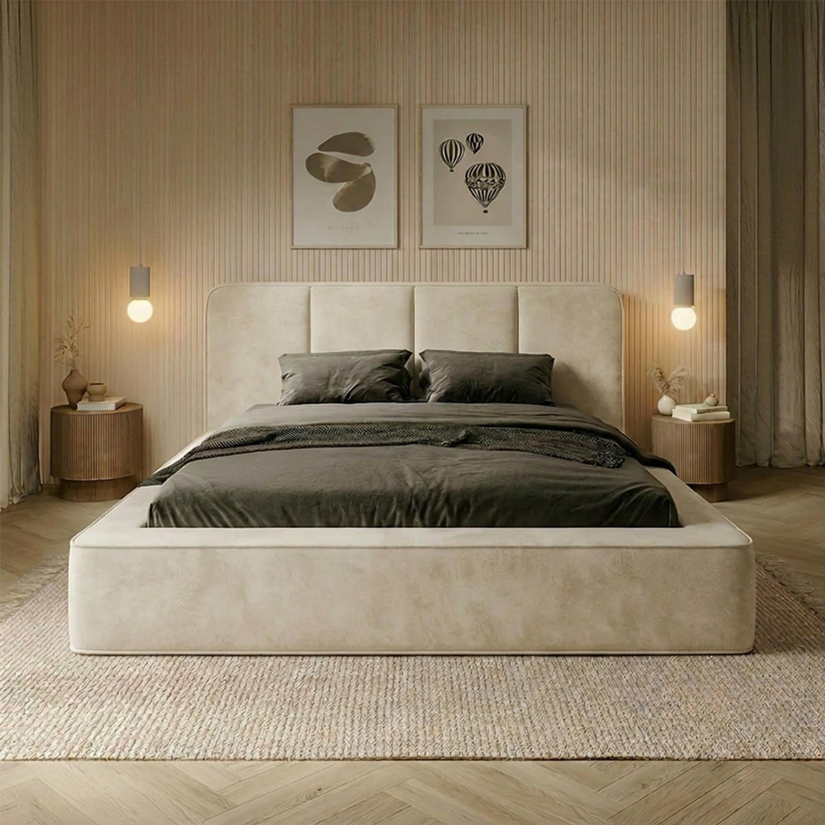 POLSTERBETT RANDELA 200x200 cm, Weiß - Weiß, Textil (200/200cm) - Fedve