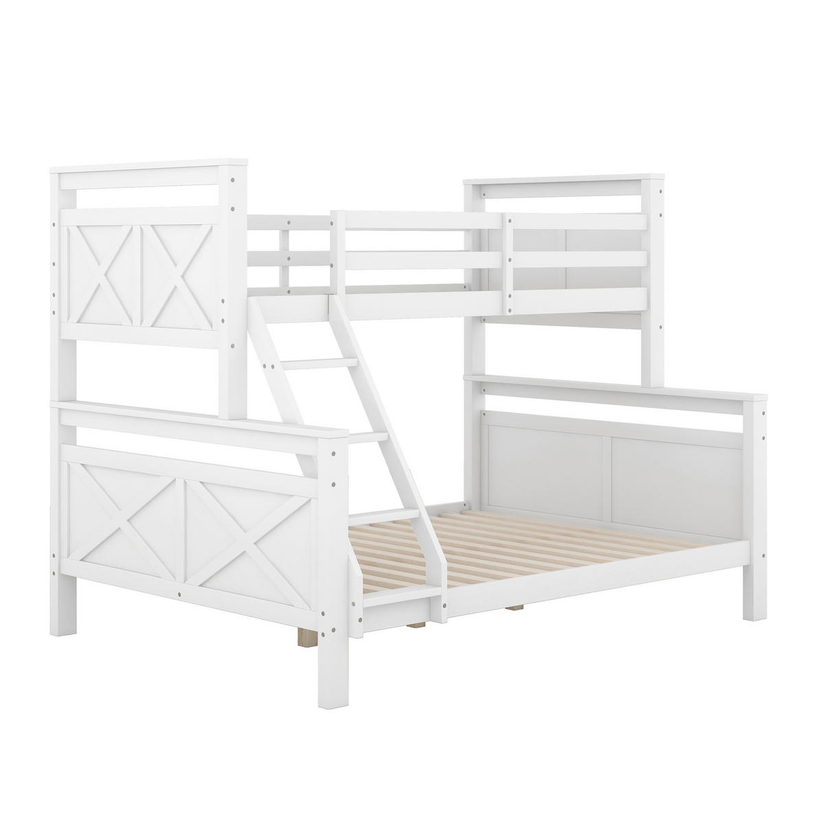 ETAGENBETT 90/140x200 cm aus Kiefernholz mit trennbarer Funktion und schräger Leiter Weiß - Weiß, Holz (140/200cm) - Modenvie