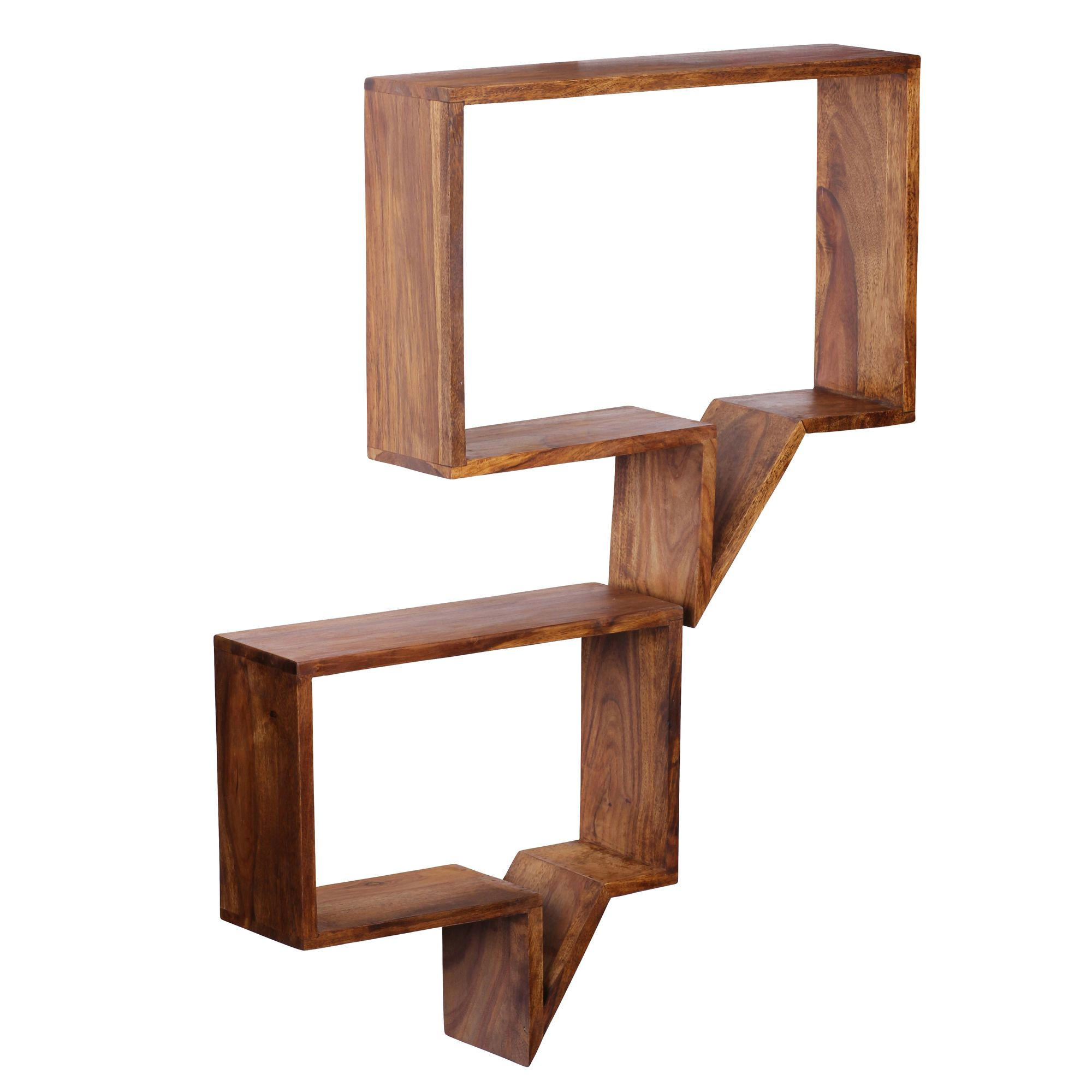 2ER Set Wandregale eckig BLENDA - Sheeshamfarben, Holz (50/49/13cm) - tinkaro