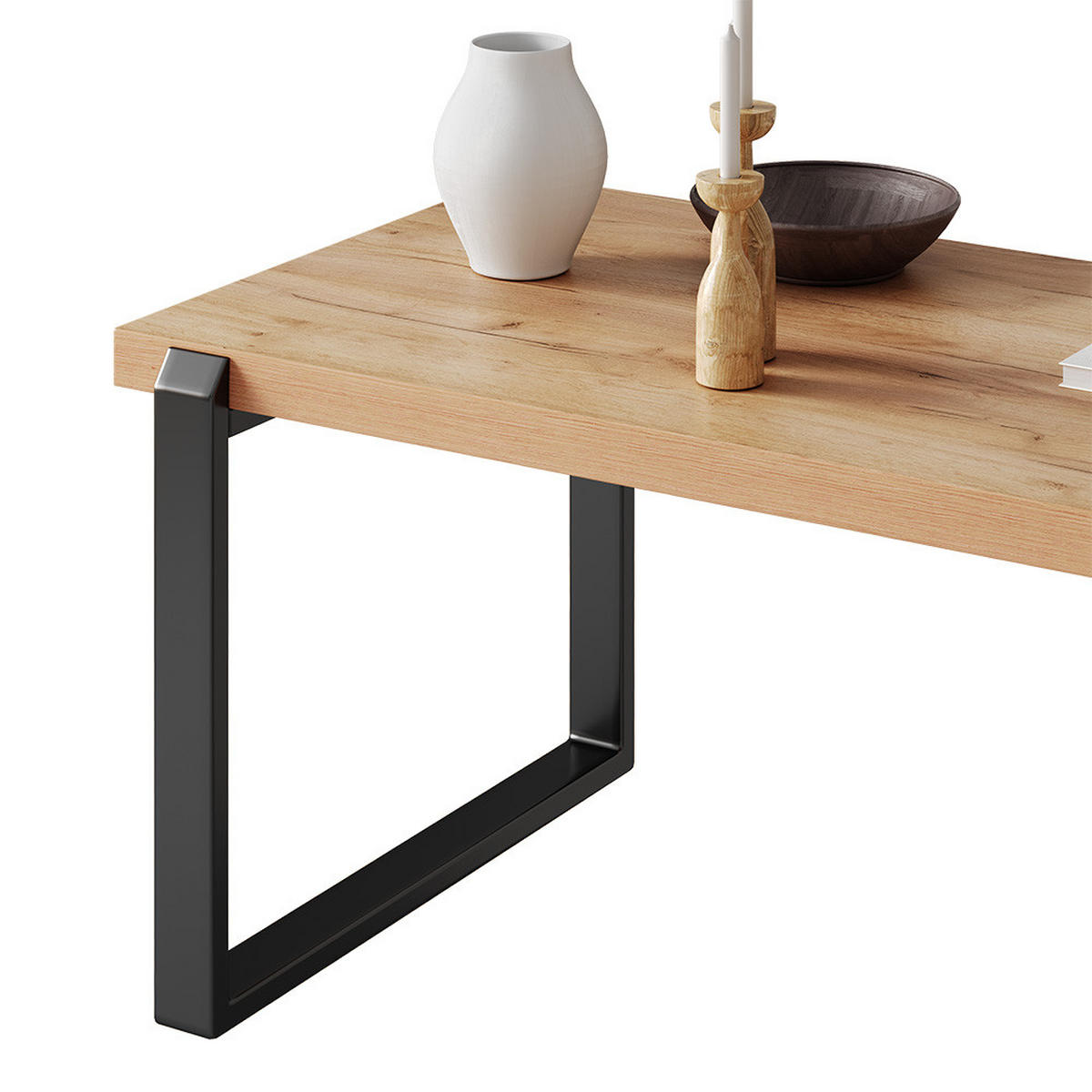 COUCHTISCH Halifax Eiche rustikal 110 x 56 cm mit Metallrahmen - Wildeiche/Schwarz, Holzwerkstoff (56/110/46cm) - Vicco