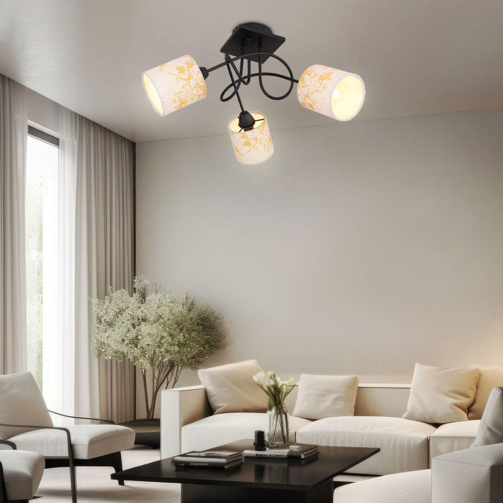 LED DECKENLEUCHTE Metall Weiß Textil - Weiß, Holz (46/46/27.5cm) - Globo Lighting