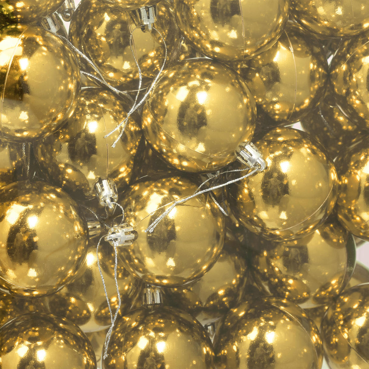 50XWEIHNACHTSKUGELN - Goldfarben, Kunststoff (6/7/6cm) - Relaxdays