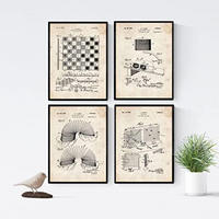 POSTER Set mit 4 Jahrgang Patenten SPIELPLATZ A4 Rahmenlos - Klar, Papier (29.7/3cm) - Nacnic