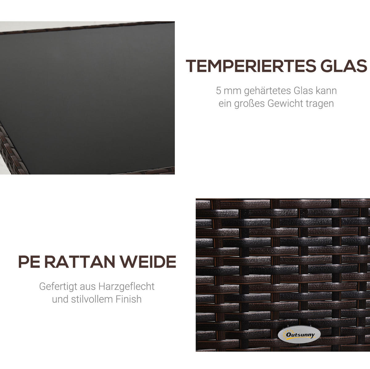 ZAHRADNÍ jídelní stůl 150/85/74 cm hnědý z kovu s deskou ze सुरक्षा skla pro interiér i exteriér - hnědá, kov (150/85/74cm) - OKWISH