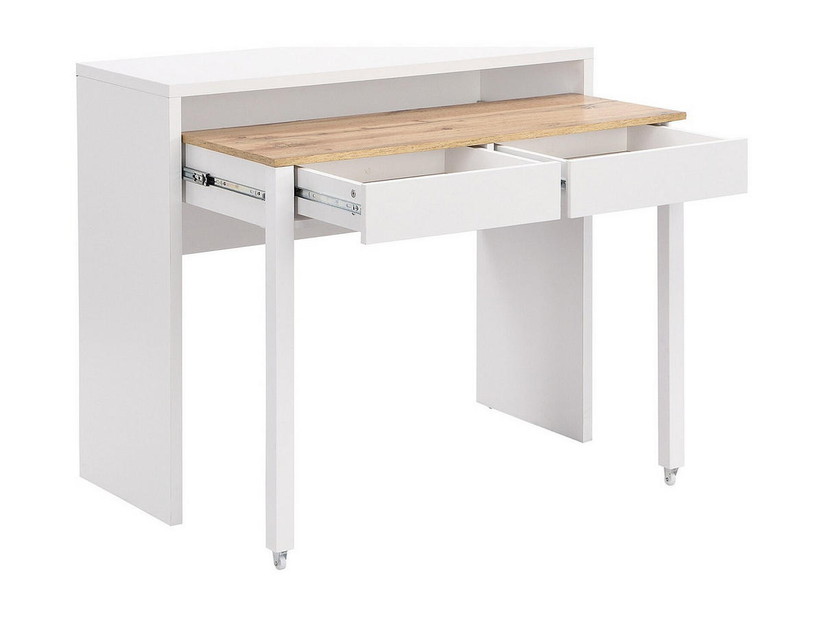 KONSOLENSCHREIBTISCH - 100cm x 40cm - Holzspan - naturfarben hell, weiß - LOAVIA - Naturfarben, Holz (40/100/87cm) - Vente-Unique