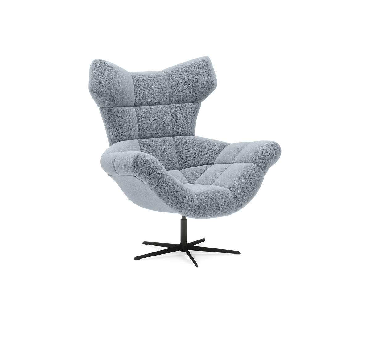 SESSEL SENSI Relaxstuhl mit 360° Drehung und Schwingfunktion – Lux-Schaumkissen, Hellgrau, 104x46x119 cm - Hellgrau/Schwarz, Holz/Textil (104/119/84cm) - DomoHome