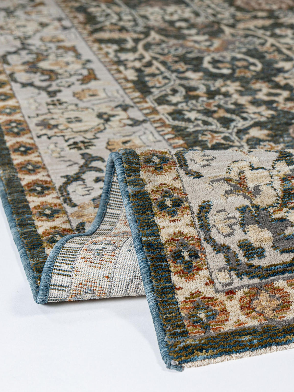 STRUKTURTEPPICH TRURO, Blumenmuster, Erdtöne-Grün, 200 x 300 cm - Grün, Textil (200/300cm) - KADIMA DESIGN