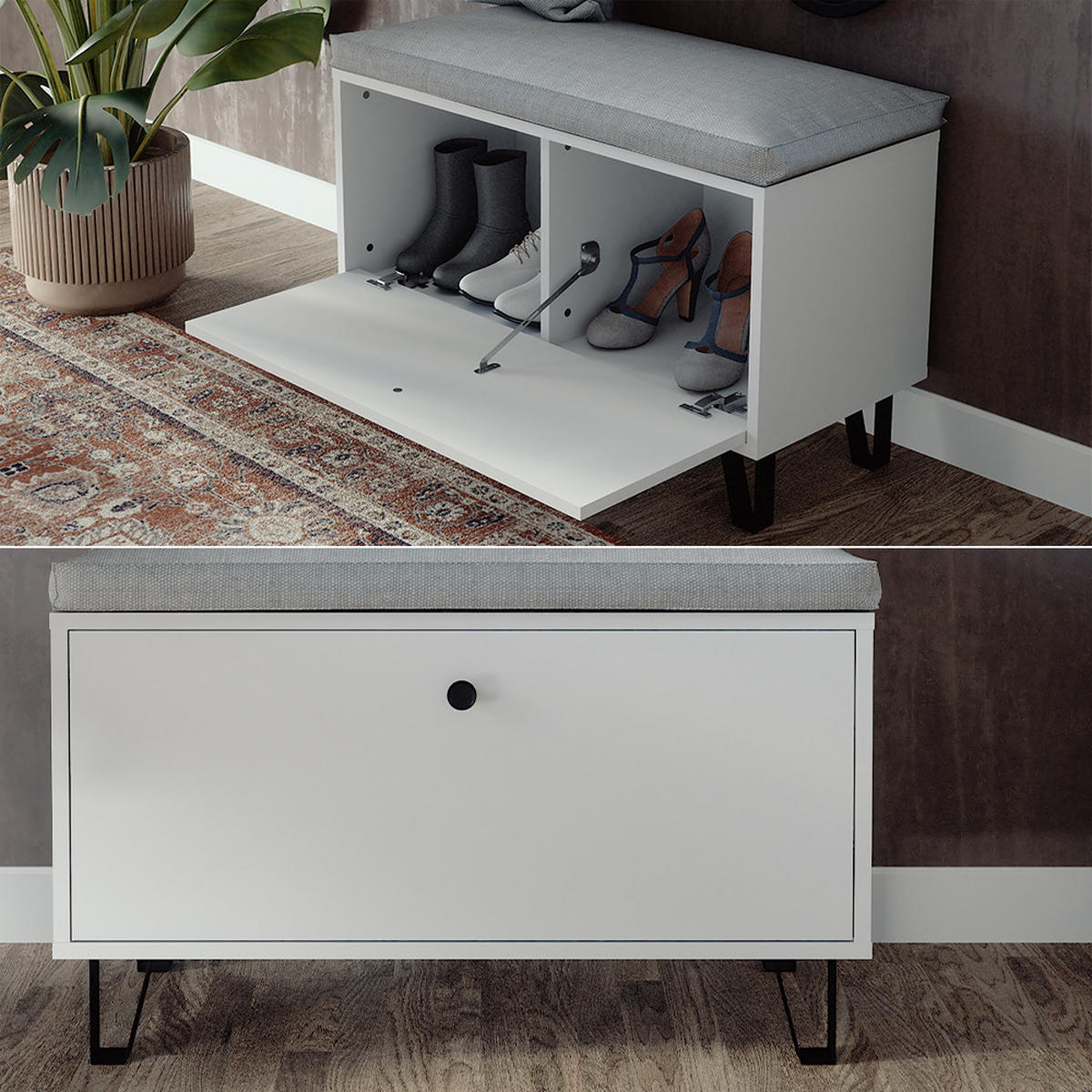 SITZBANK Siri Weiß 80 x 46 cm - Weiß, Holzwerkstoff (80/46/35.1cm) - Vicco