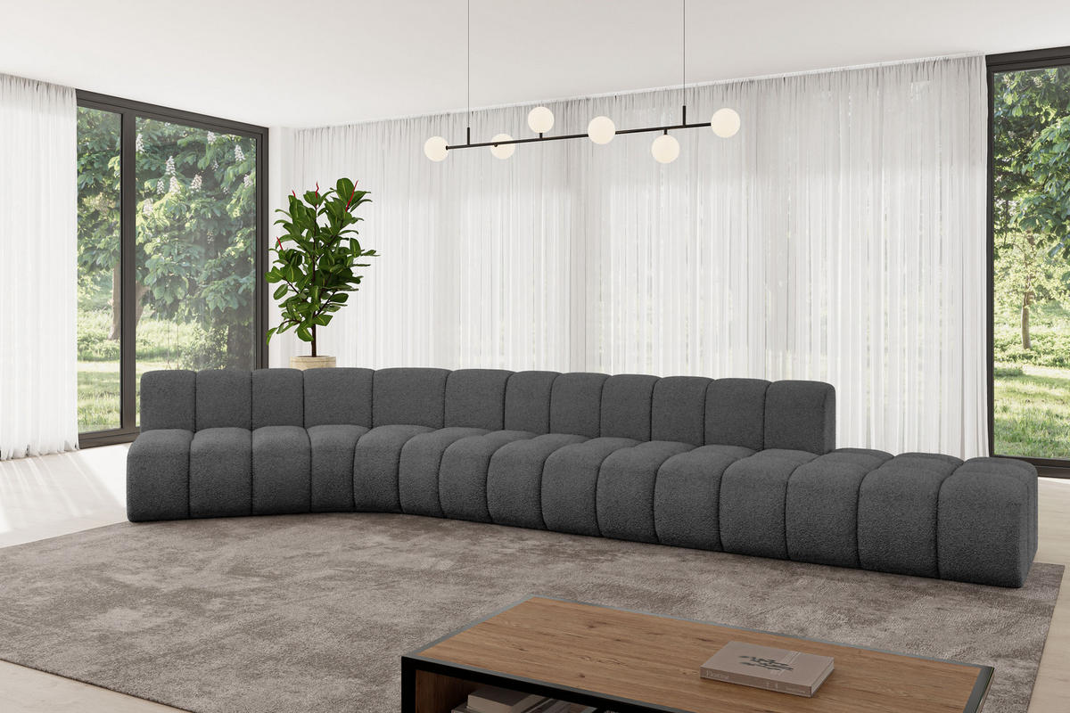 ECKSOFA modulares Sofa Brilo-L2 - 471x174x70 cm Grau - Grau, Holzwerkstoff/Textil (471/174cm) - ALTDECOR