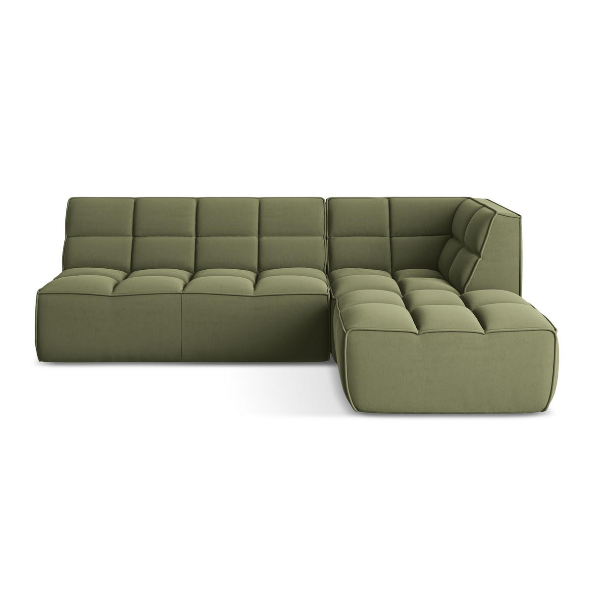 ECKSOFA Beidseitig Samt Stoff Grün - Schwarz/Olivgrün, Kunststoff/Textil (258/178cm) - LaMiaSofa