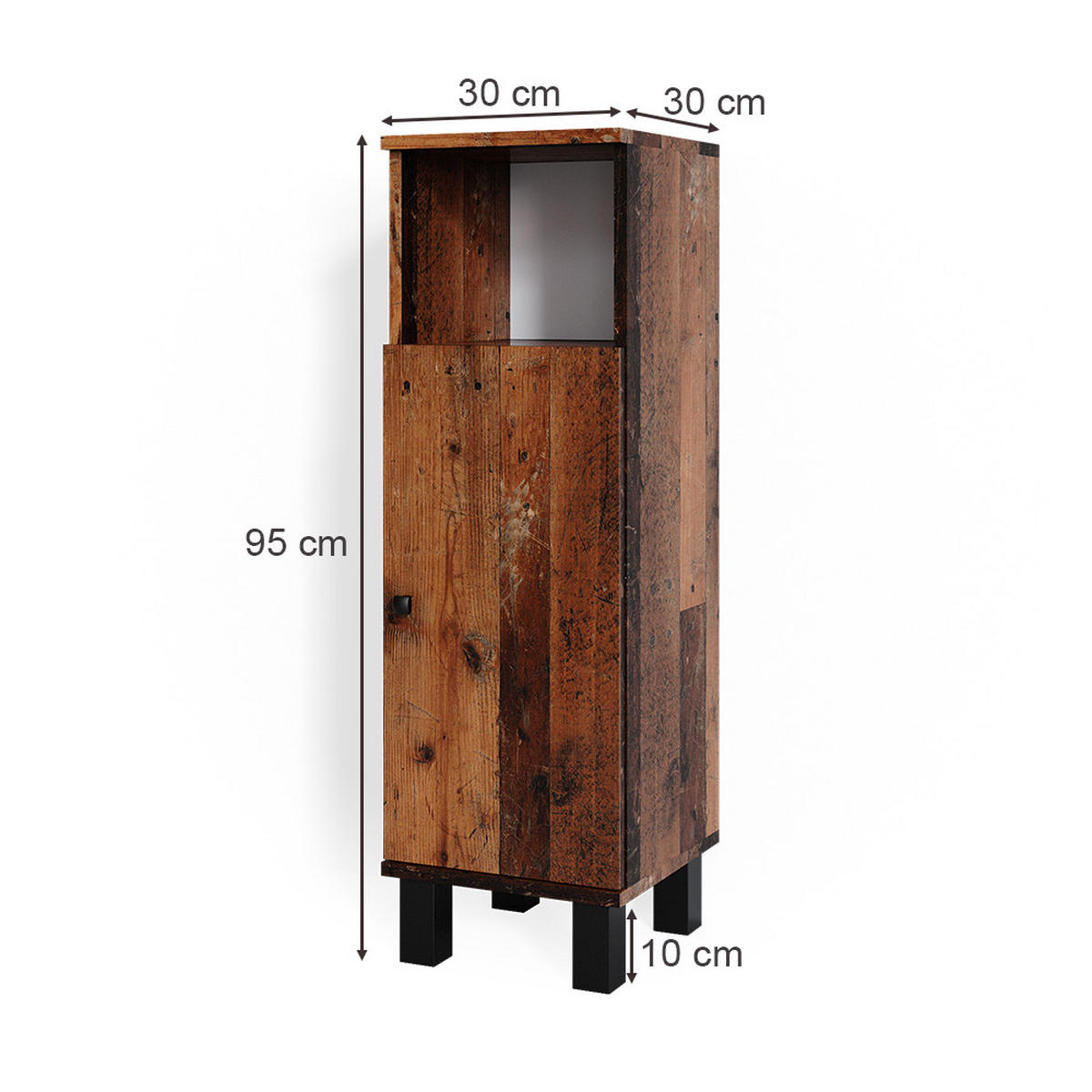 MIDISCHRANK Fynn Eiche rustikal 30 x 95 cm - Wildeiche, Holzwerkstoff (30/95/30cm) - Vicco