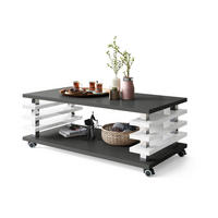 COUCHTISCH rechteckig Anthrazit matt - Weiß Hochglanz Ablage Rollen - Weiß Hochglanz/Anthrazit, Holzwerkstoff (60/120/45cm) - designimpex