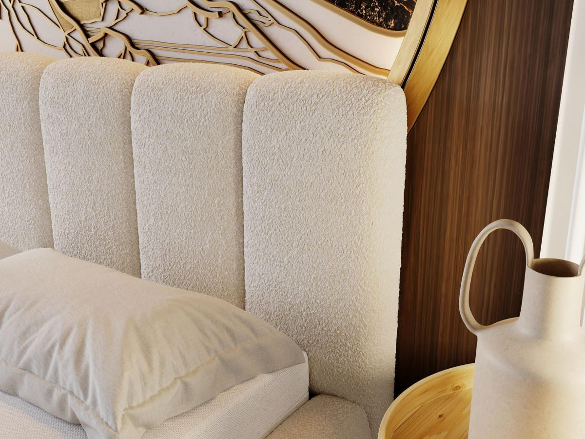 POLSTERBETT Cloud 200x200 Bouclé-Stoff Beige - Beige, Textil (200/200cm) - Graingold