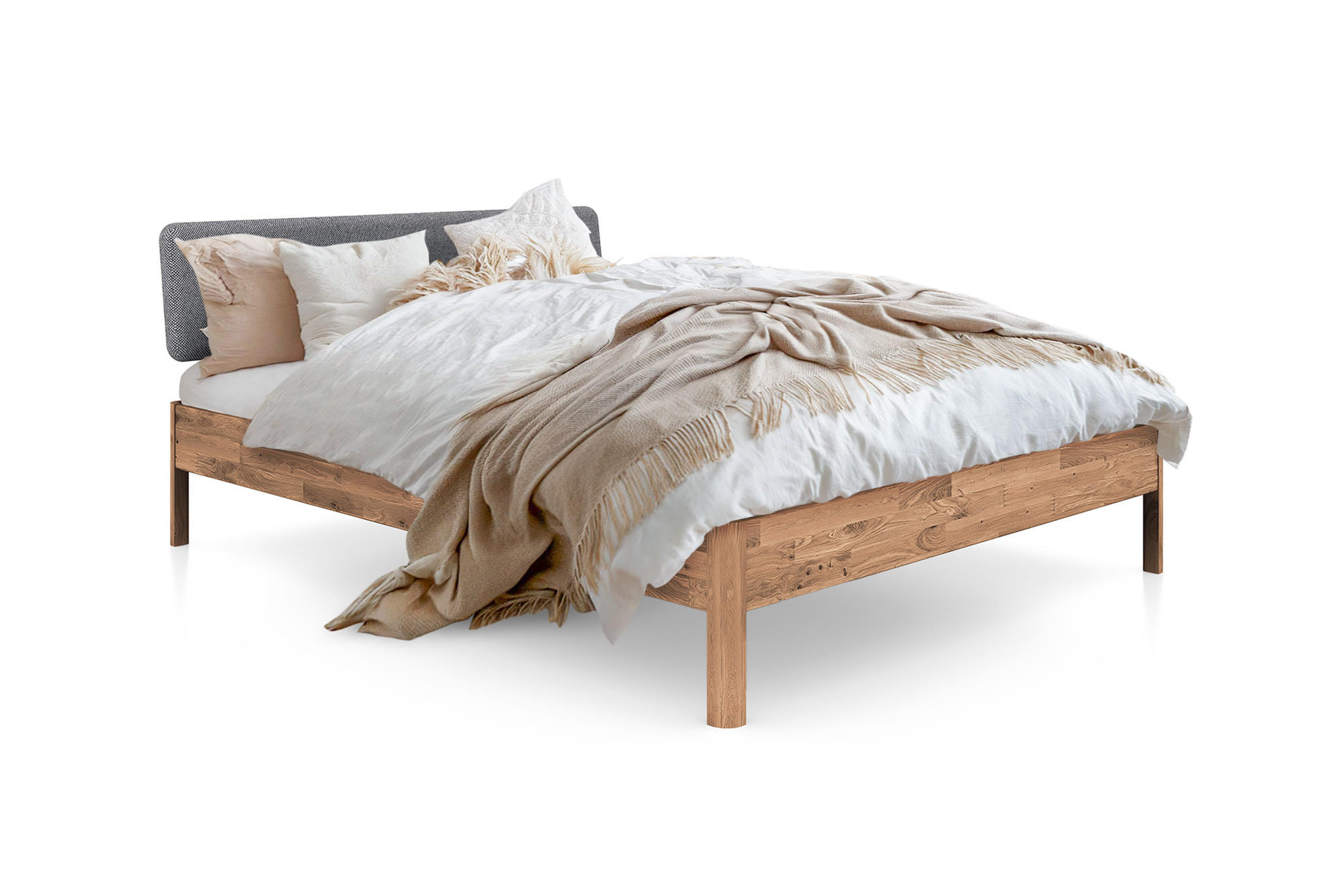 MASSIVHOLZBETT PENNY 160x200 MIT POLSTERKOPFTEIL Wildeiche - Wildeiche, Holz (160/200cm) - byoak
