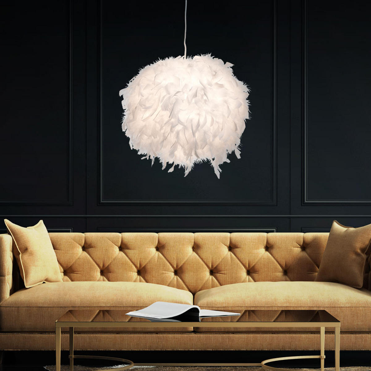 LED HÄNGELEUCHTE DUCKY Weiß Federn - Weiß, Papier (30/30/150cm)