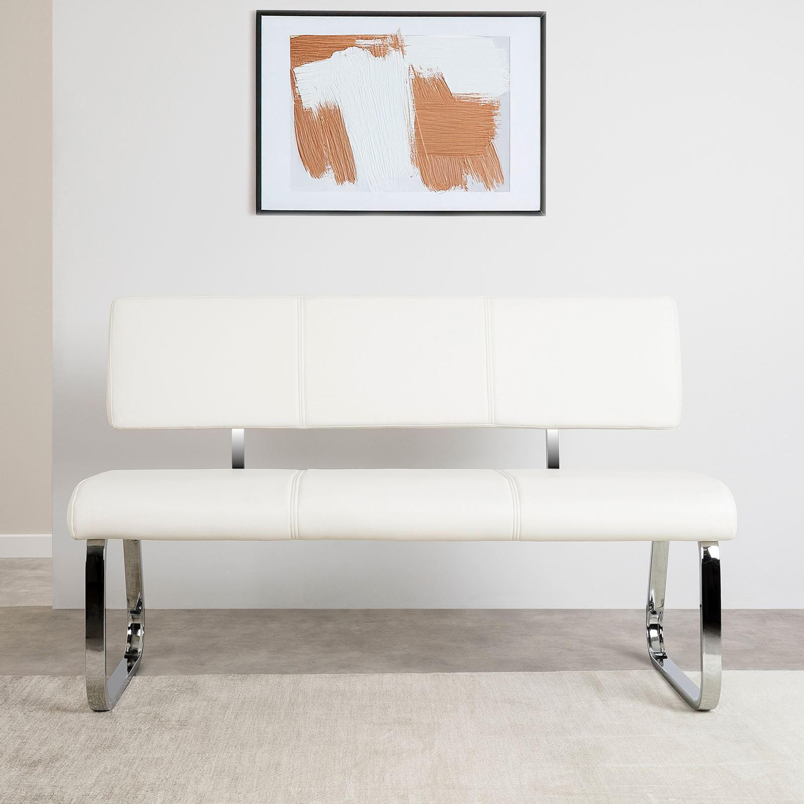 ESSZIMMERBANK VILAS - Chromfarben/Weiß, Textil (135/87/56cm) - IDIMEX
