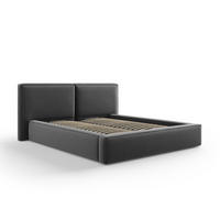 BETT mit Bettkasten und Kopfteil Jodie aus Samt grau 160x200cm - Grau, Textil (160/200cm) - Micadoni