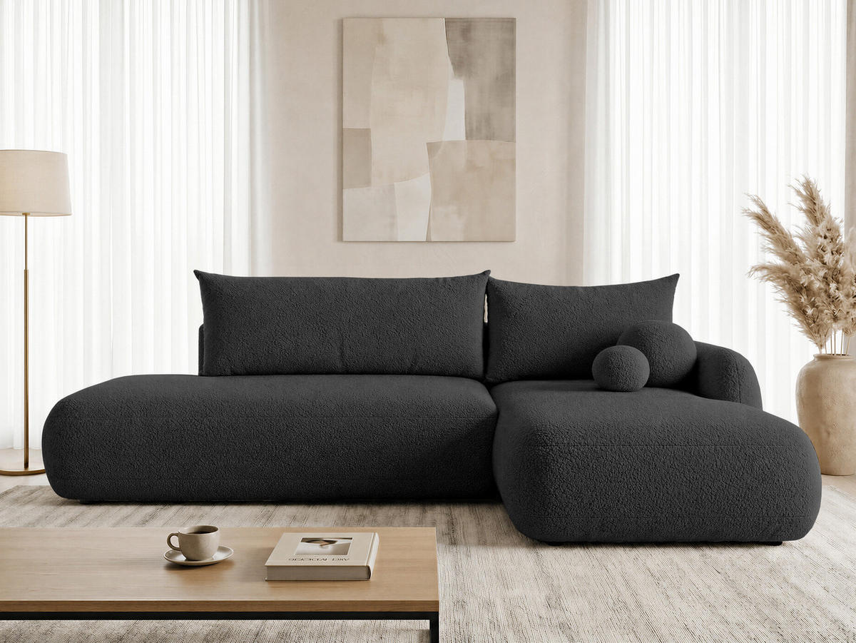 ECKSOFA Neto, Seite: Rechts - Schwarz, Holz/Kunststoff (187/300cm) - Sofnet
