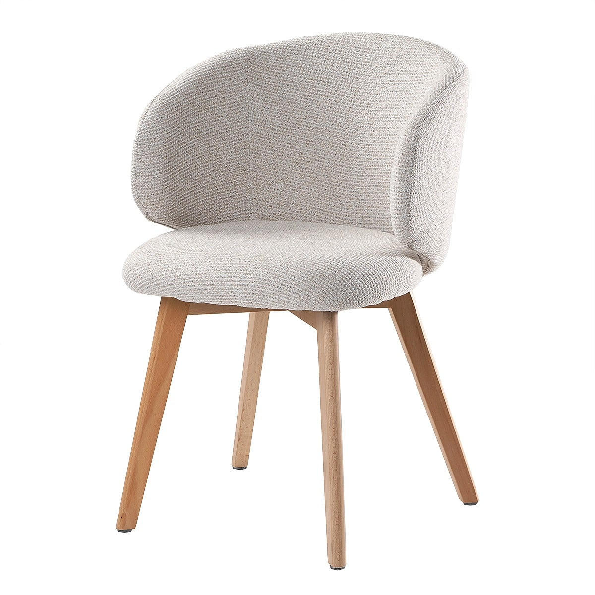 STÜHLE 2er?Set aus stoff und massive Holzfüße 60/55/79 cm - Beige, Textil (55/79/63.5cm) - Calicosy