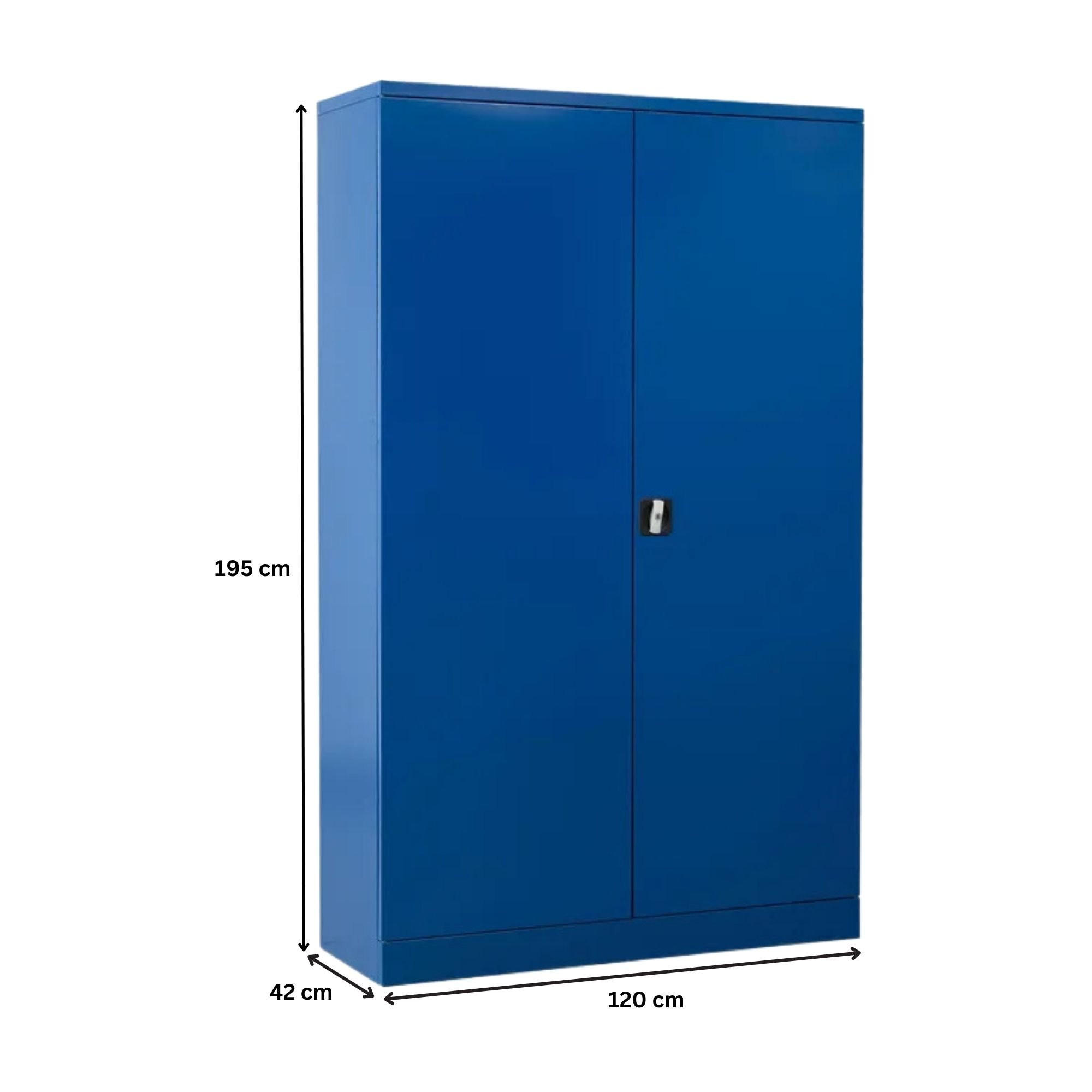 STAHLSCHRANK Bee mit 9 lackierten Fachböden 195x120x42 cm Korpusfarbe Enzianblau Frontfarbe Enzianblau - Blau, Metall (120/195/42cm)