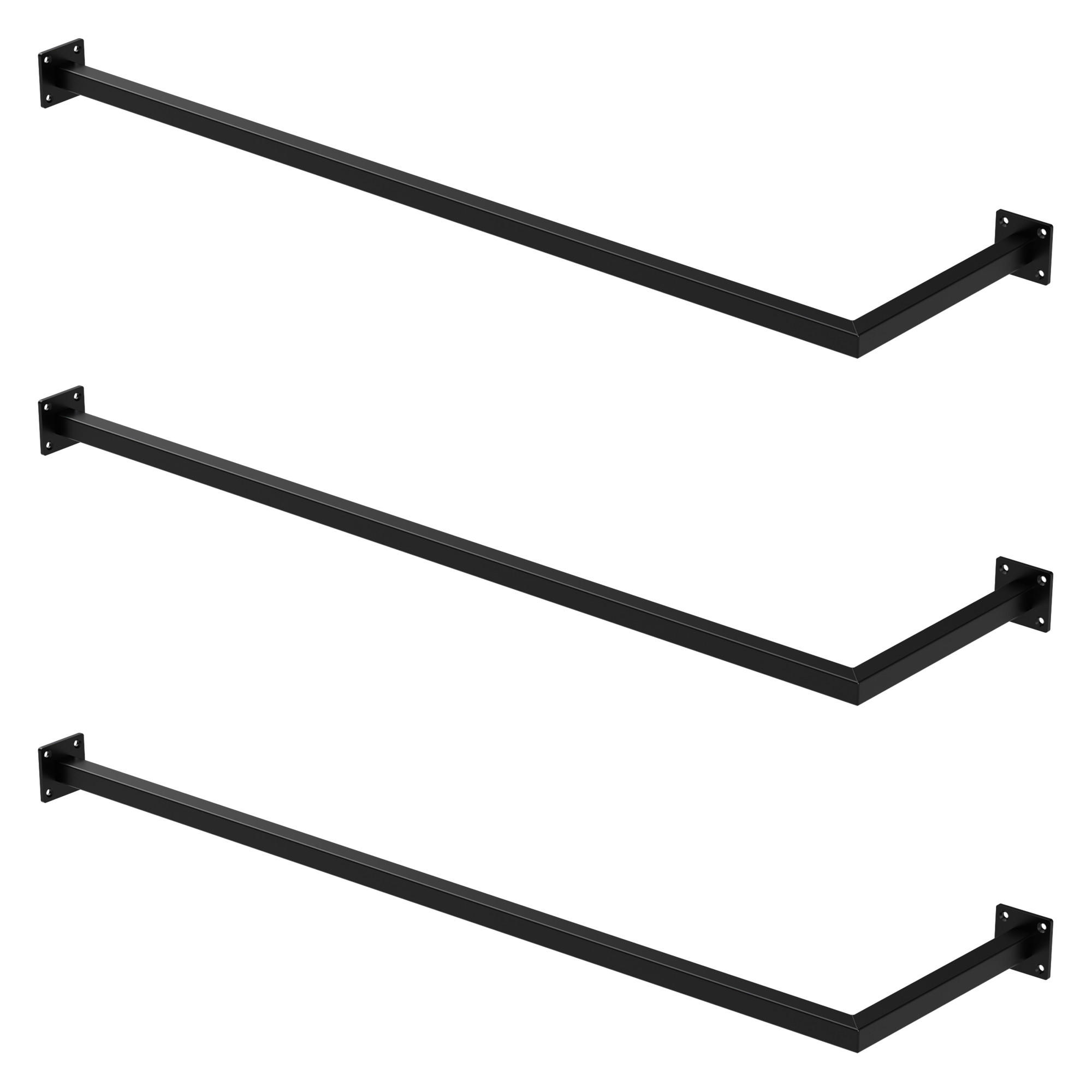 ML-DESIGN SET de 3 bare pentru haine, de colț, T30 cm x L110 cm, negru, din oțel, în formă de L