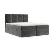 BOXBETT Oris 140/200 cm Grau im Kronos Stoff - Schwarz/Grau, Holz/Holzwerkstoff (140/200cm) - AltaBeds