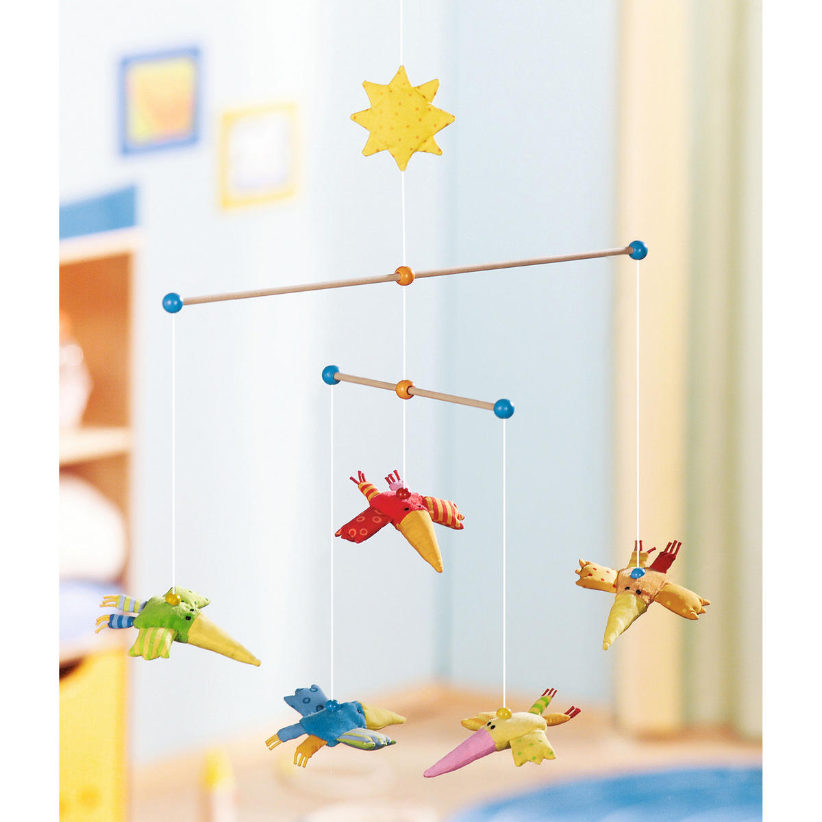 ZWITSCHERLINGE, Vogel Mobile - Multicolor, Naturmaterialien (28.4/5.3/37.9cm) - Haba