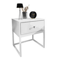 NACHTTISCH BLANCO LOFT Weiß Hochglanz auf weißem Gestell Kristallgriff - Weiß Hochglanz, Holzwerkstoff (45/53/37cm) - Lookway