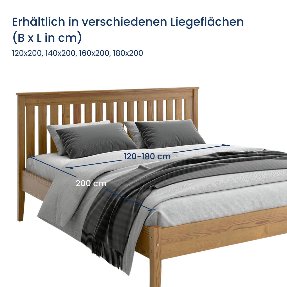 HOLZBETT 140x200 cm in Eiche - Kieferfarben, Holz (140/200cm) - Home Collective