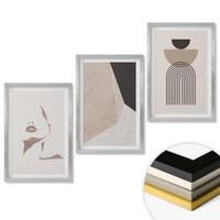WANDBILDER 3er Set - 40x60 cm Silberner Rahmen - Abstrakte Gesichtsformen - Silberfarben, Kunststoff (40/60cm) - ArtPrintCave