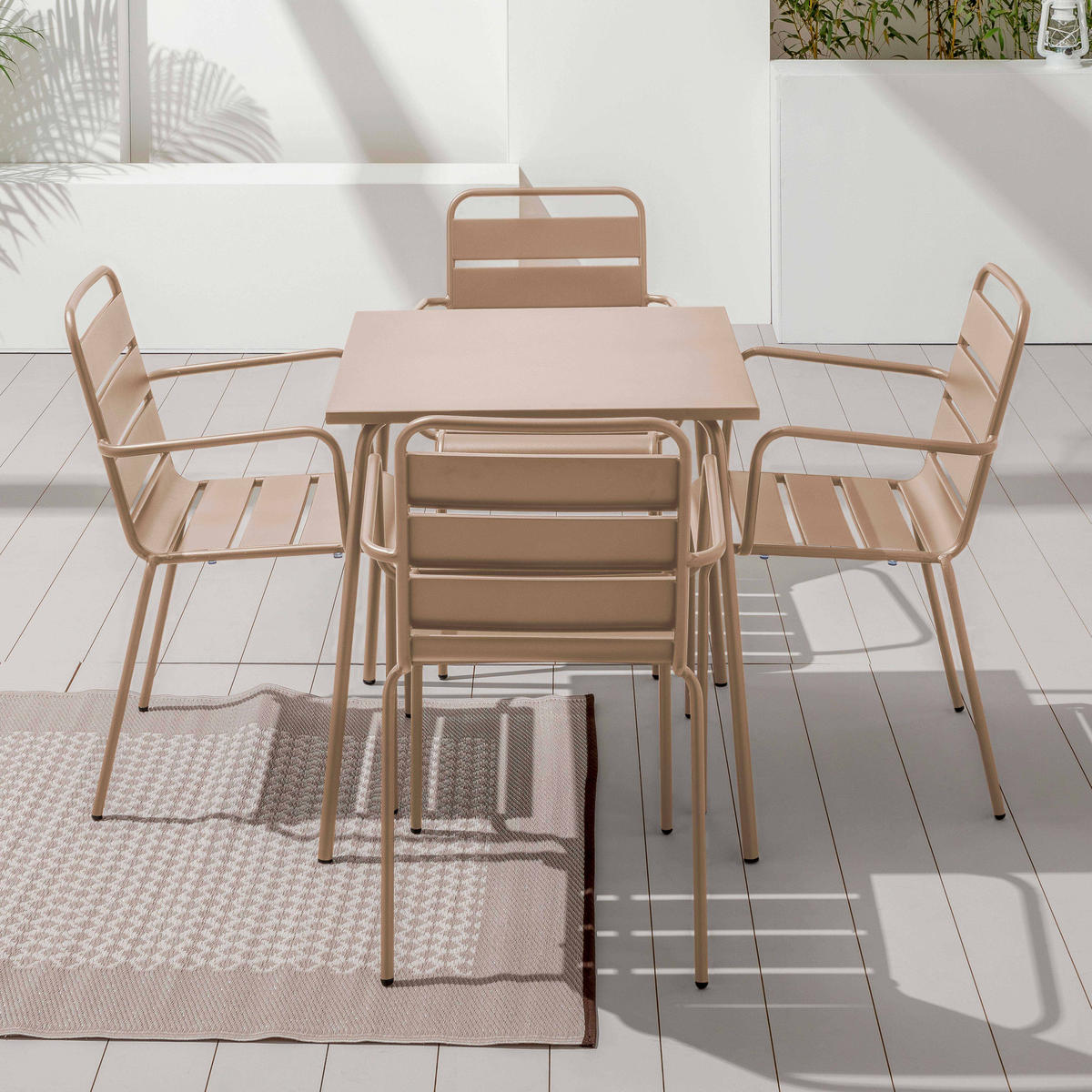 GARTENSET 5-tlg., Taupe - Taupe, Metall - Oviala