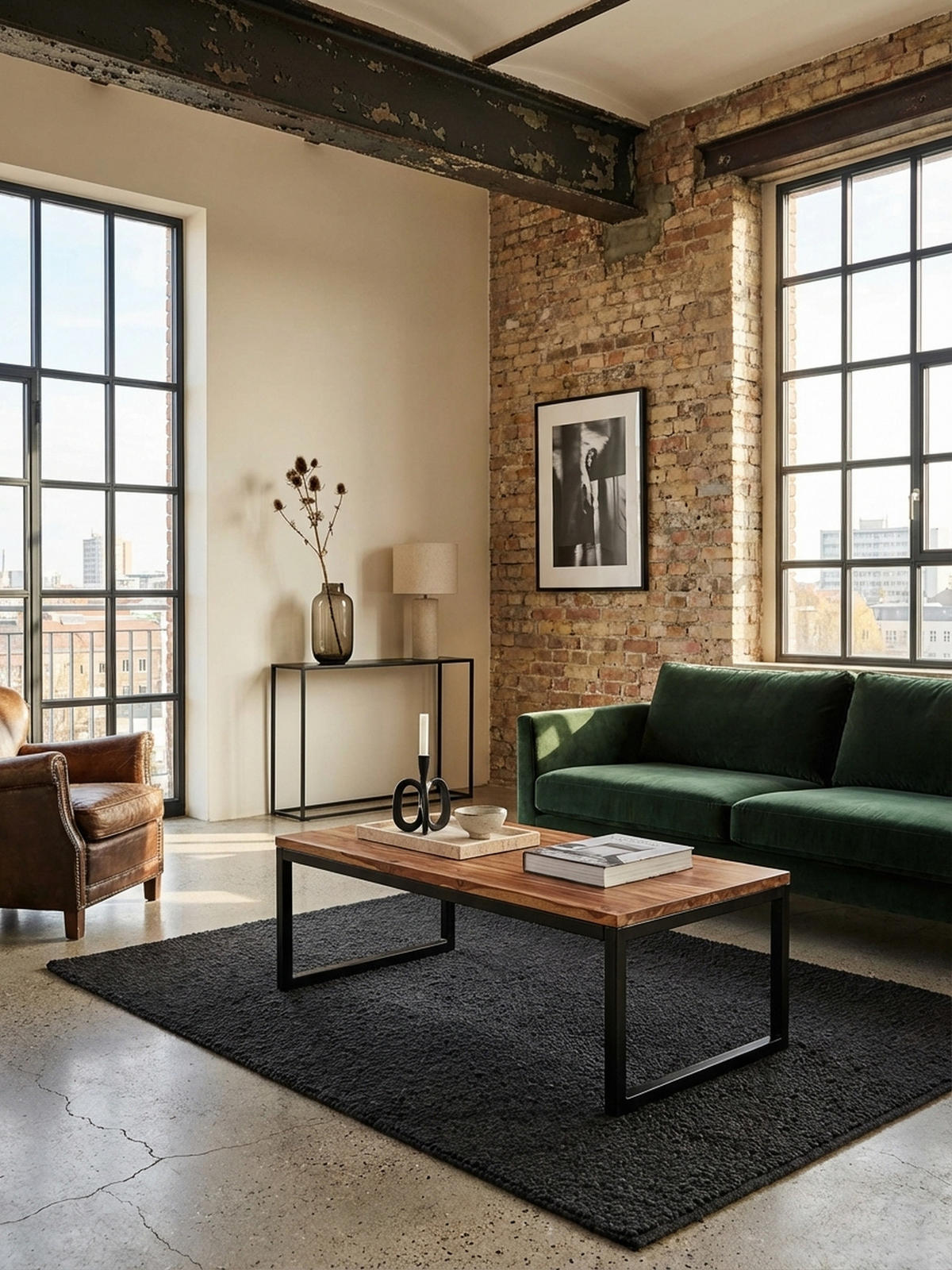 COUCHTISCH Industrie-Stil in Sheesham-Holz massiv, Unikat mit einzigartiger Maserung - Schwarz/Braun, Holz/Metall (60/110/40cm) - KADIMA DESIGN