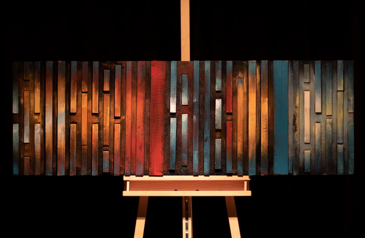 HOLZBILD Bunt 144/44 cm - Multicolor, Holz (6/44cm) - KUNSTLOFT