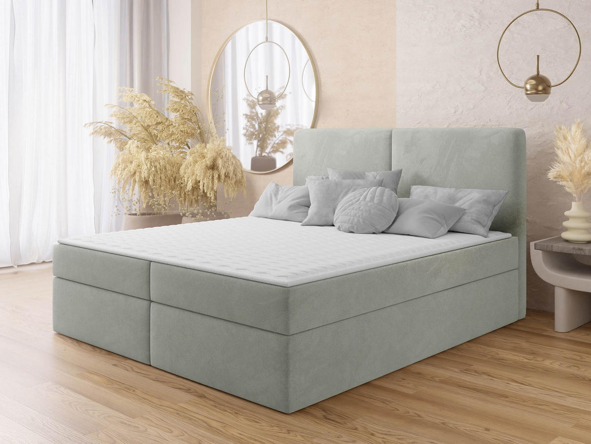 BOXBETT Claire - Hellgrau/Schwarz, Holz/Kunststoff (140/200cm) - MIRJAN24