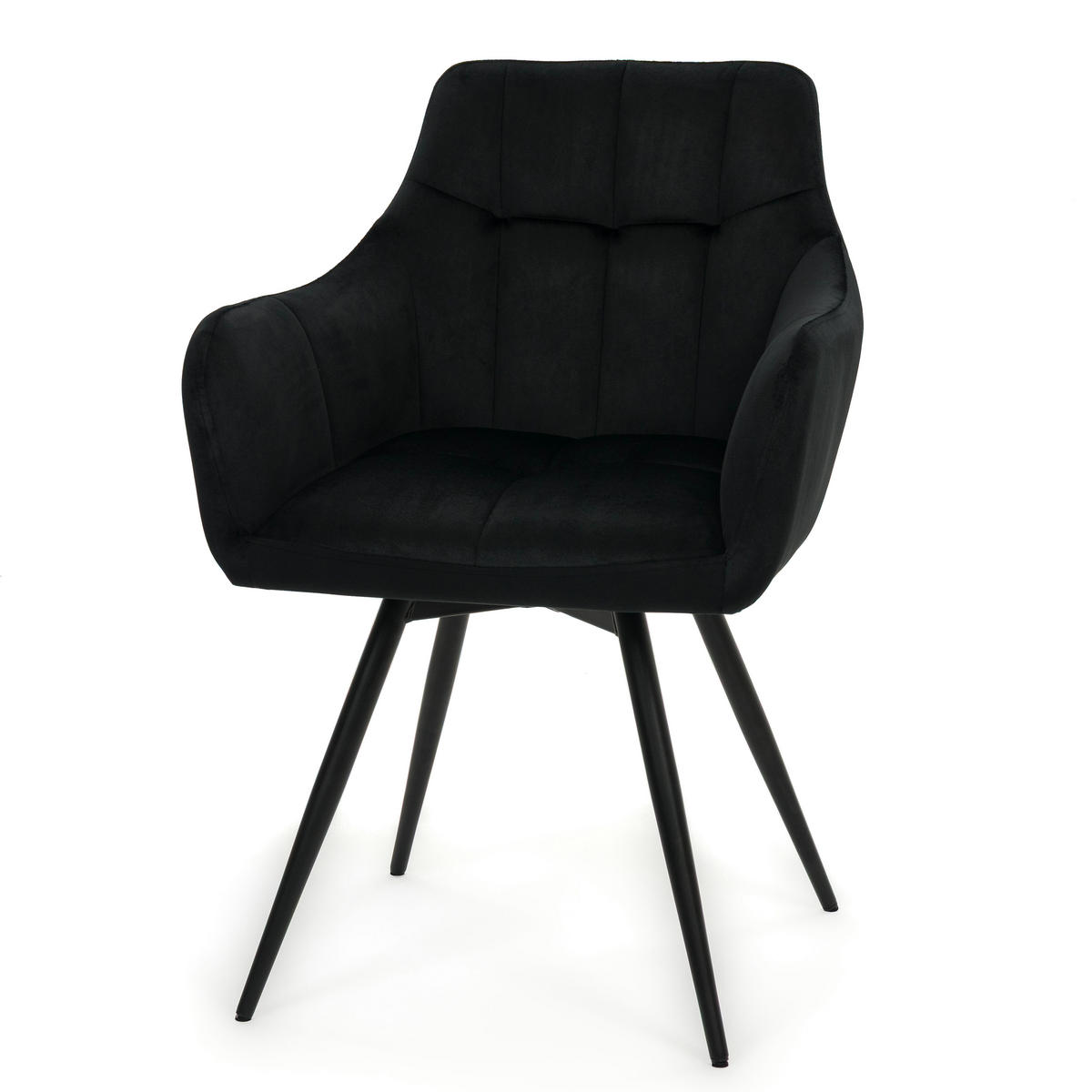 STUHL FANO drehbar gepolsterter mit Steppung - schwarz - Velour - Schwarz, Textil/Metall (58/83/59cm) - NEW HOME