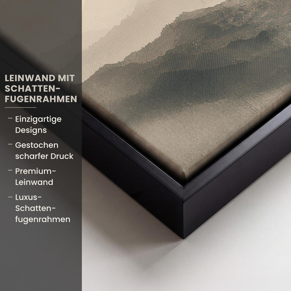 LEINWAND Bilder mit Rahmen - Landschaft - Japandi - Vogel - 50x50 - Beige, Textil (50/50cm) - MuchoWow