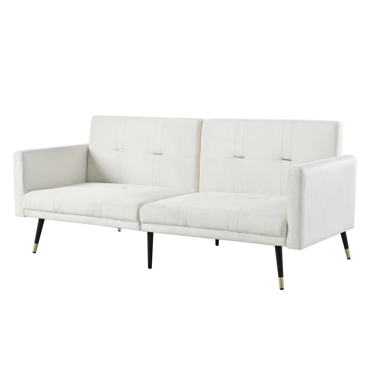 SCHLAFSOFA 2-Sitzer klappbar Samt Beige - Beige, Holzwerkstoff (164/70/89cm) - Meubliv