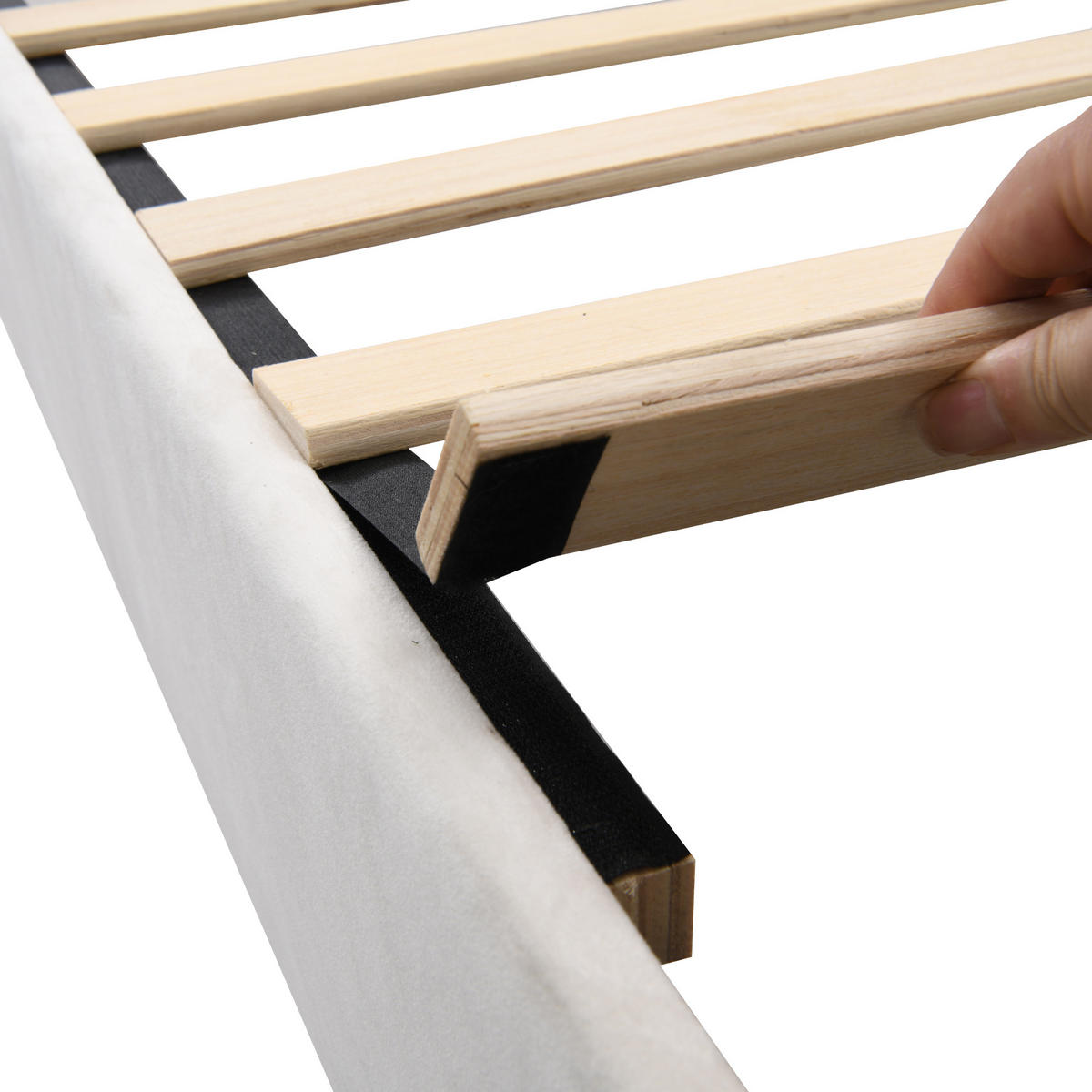 POLSTERBETT 90x200 cm Beige Multifunktion Lattenrost Samt - Beige, Holzwerkstoff - FLIEKS